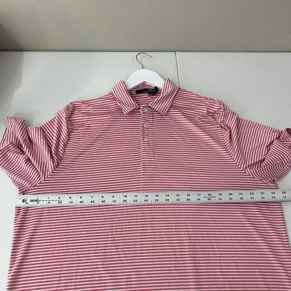 RLX Ralph Lauren Mens Polo Extra Large Pink Striped Golf Performance Classic Fit